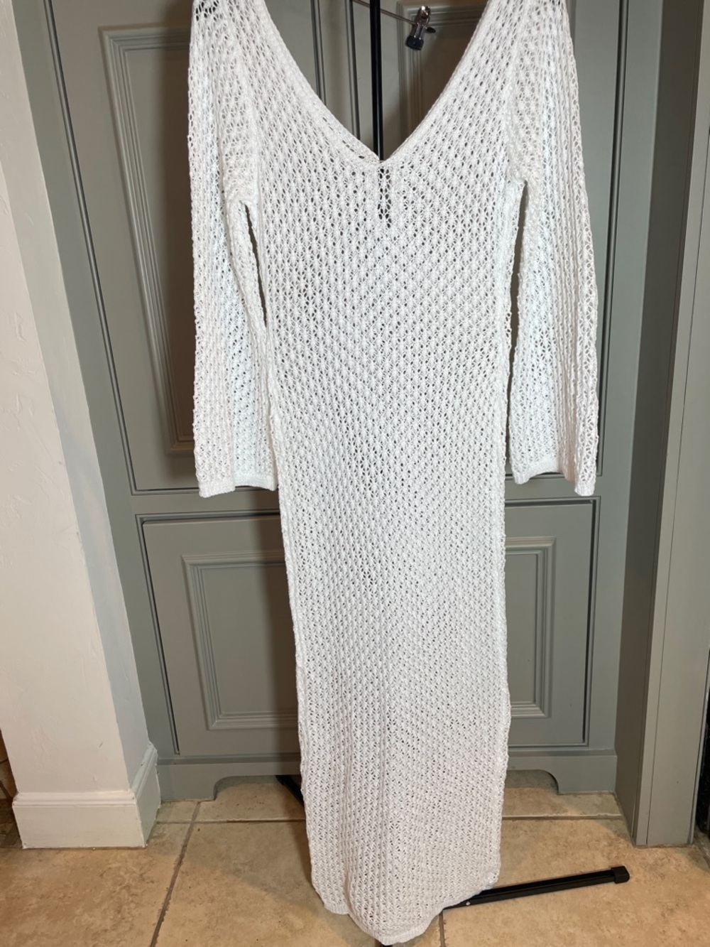 White Crochet Maxi Dress European Summer Coastal Resortwear Vacation